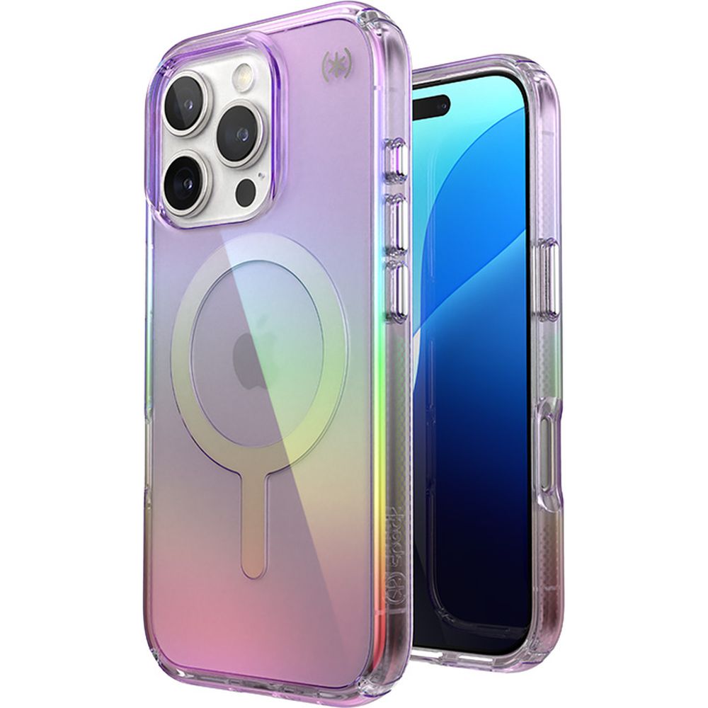 Handyhülle für iPhone 16 Pro, Speck Presidio Lux MagSafe, Transparent schillerndes Violett