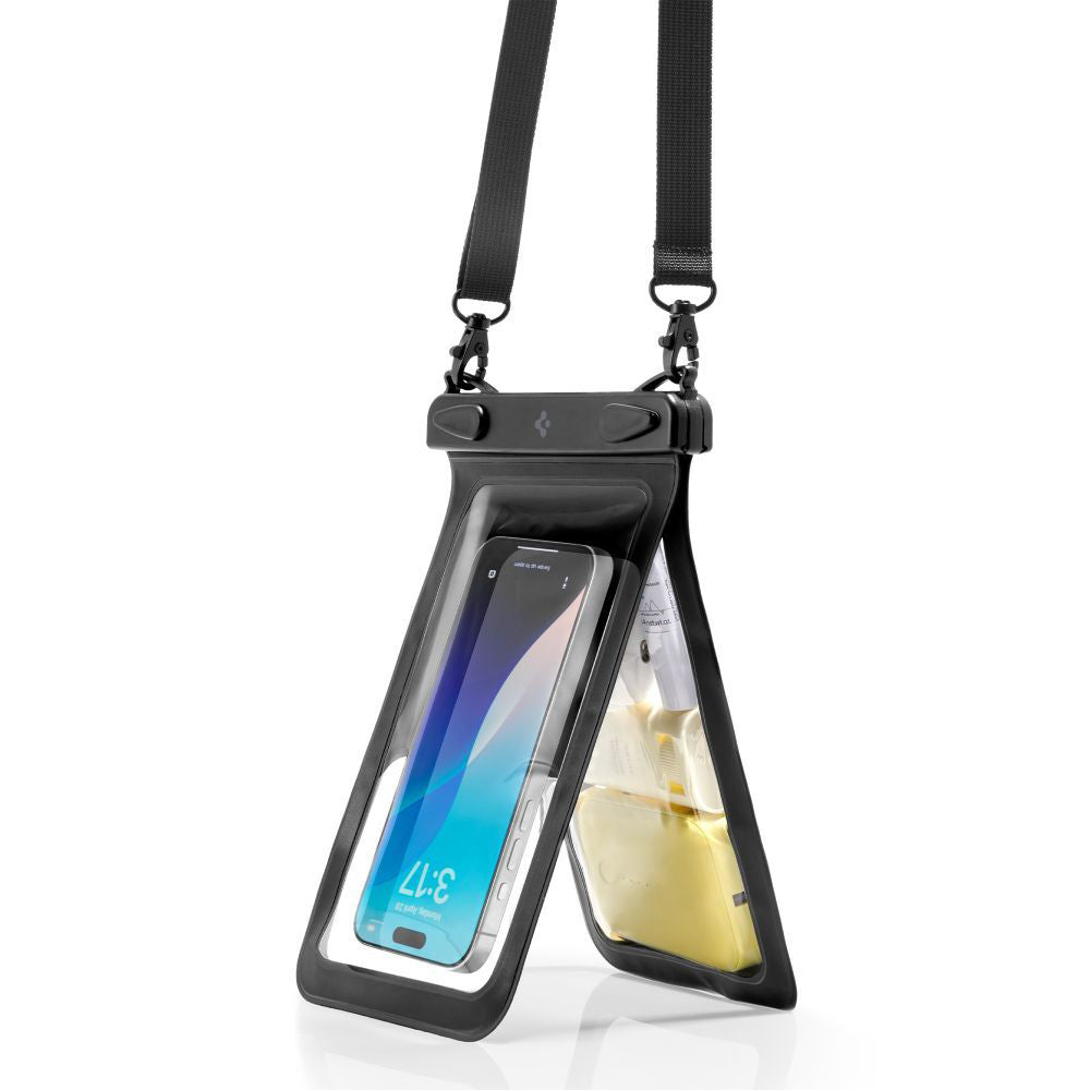 Wasserdichte Hülle Spigen A603 Universal Waterproof Case IPX8 mit separatem Fach für Gegenstände, Schwarz-Matt