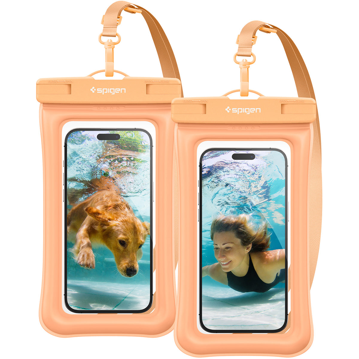 Wasserdichte Schutzhülle Spigen A610 Waterproof Float 2-Pack, Orange