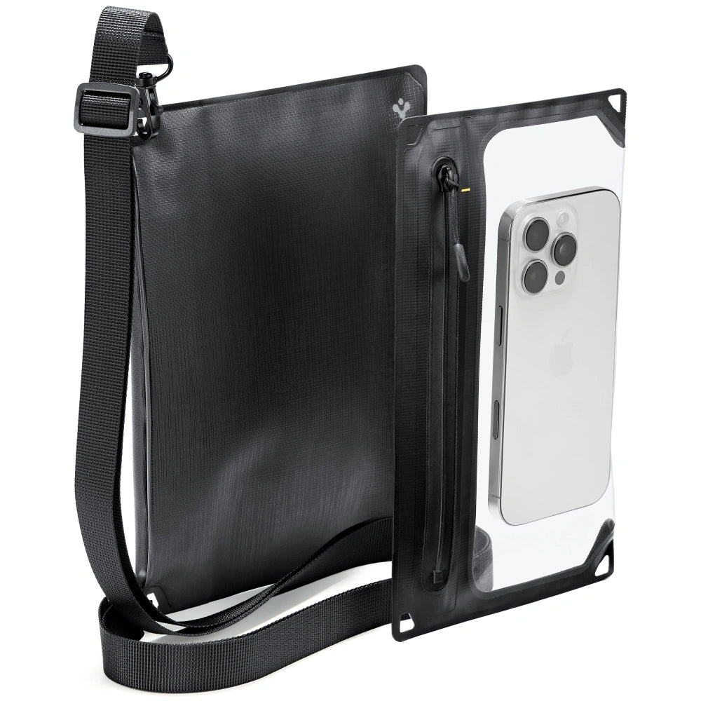 Wasserdichte Hülle Spigen A640 Universal Waterproof Case Crossbag, IPX8, mit separatem Fach, Schwarz-Transparent