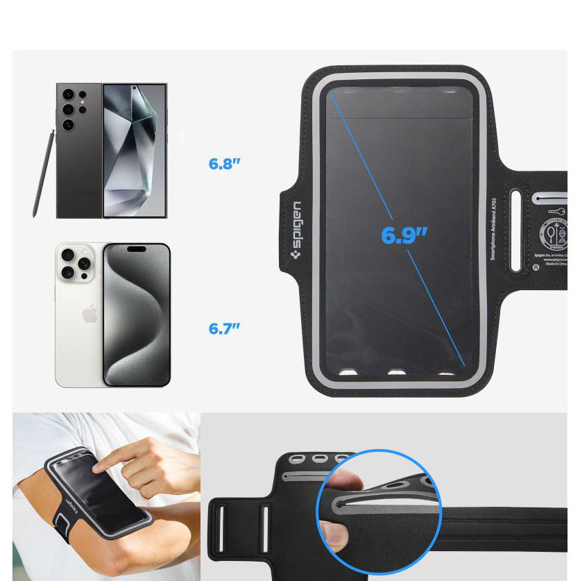 Armbinde Spigen A703 Dynamic Shield Armband für das Telefon, Schwarz