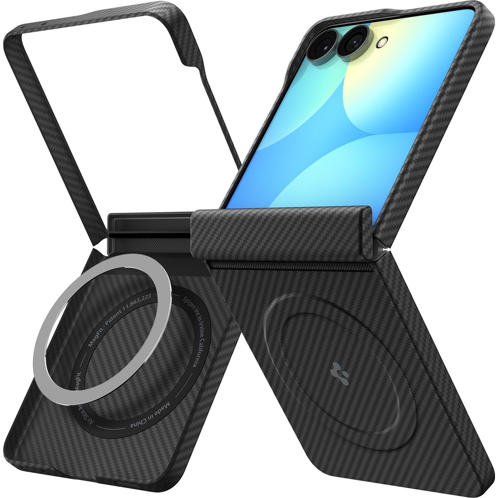 Handyhülle für Galaxy Z Flip8, Spigen Air Skin Aramid Mag mit MagSafe, Schwarz