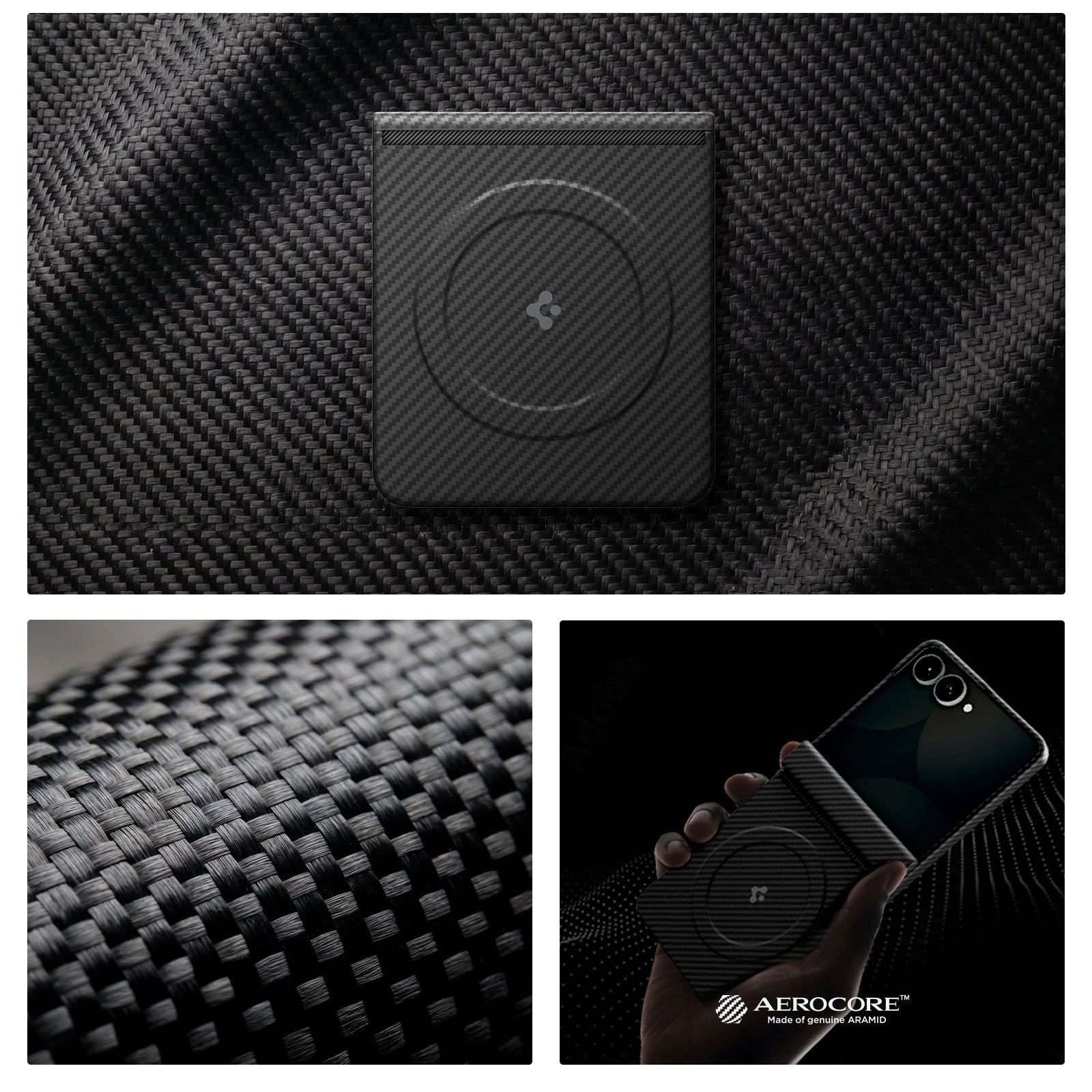 Handyhülle für Galaxy Z Flip8, Spigen Air Skin Aramid Mag mit MagSafe, Schwarz