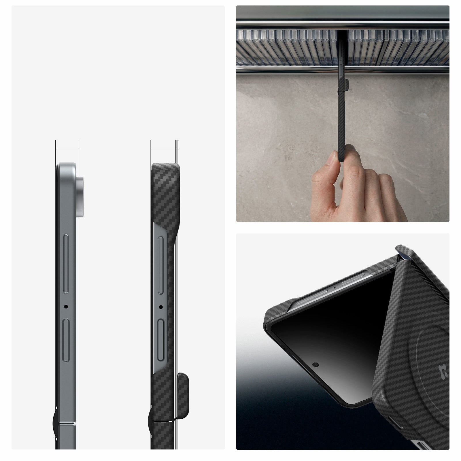Handyhülle für Galaxy Z Flip8, Spigen Air Skin Aramid Mag mit MagSafe, Schwarz