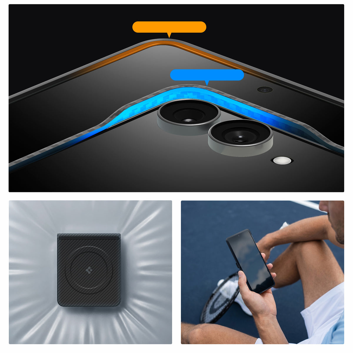 Handyhülle für Galaxy Z Flip8, Spigen Air Skin Aramid Mag mit MagSafe, Schwarz