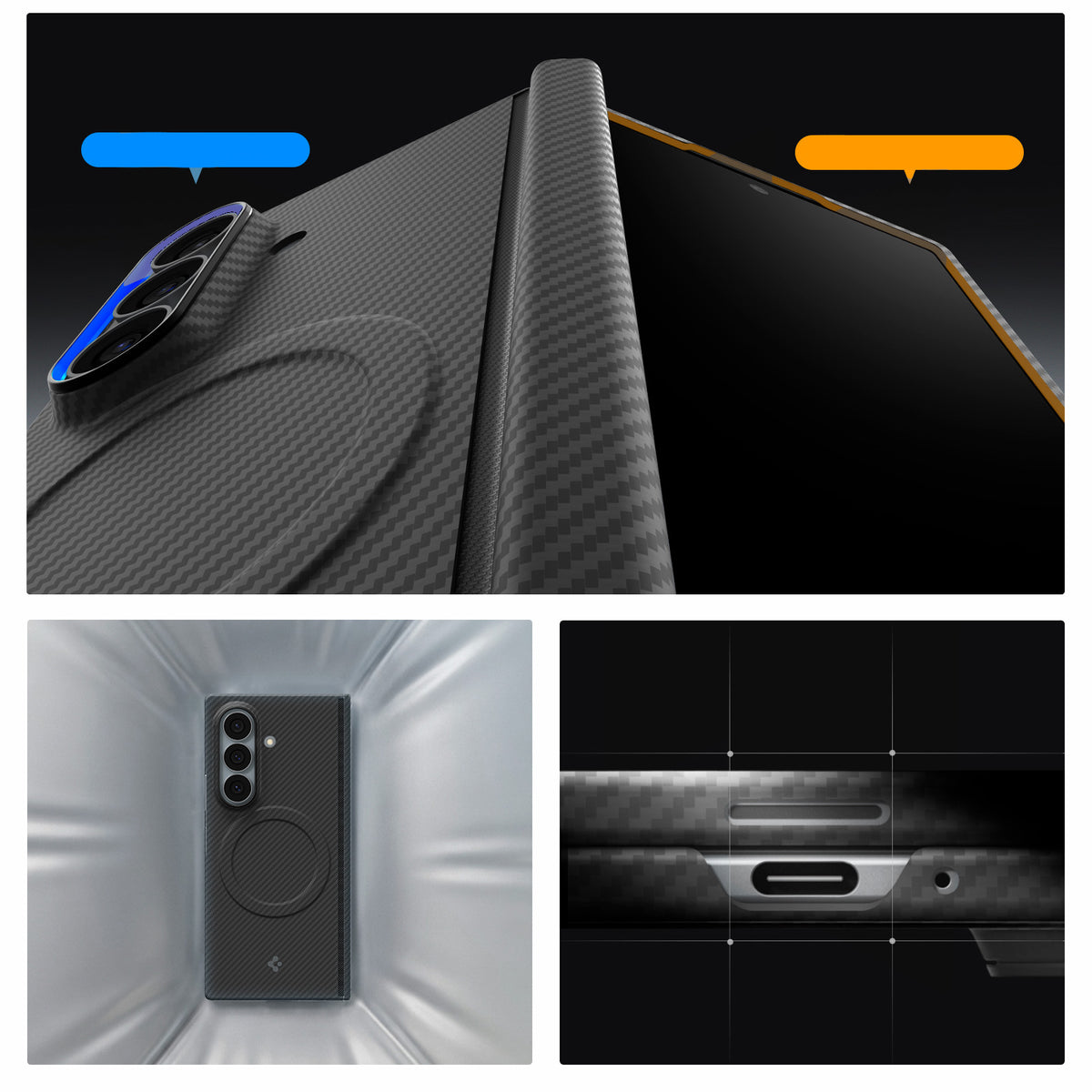 Handyhülle für Galaxy Z Fold8 Ultra, Spigen Air Skin Aramid Mag mit MagSafe, Schwarz