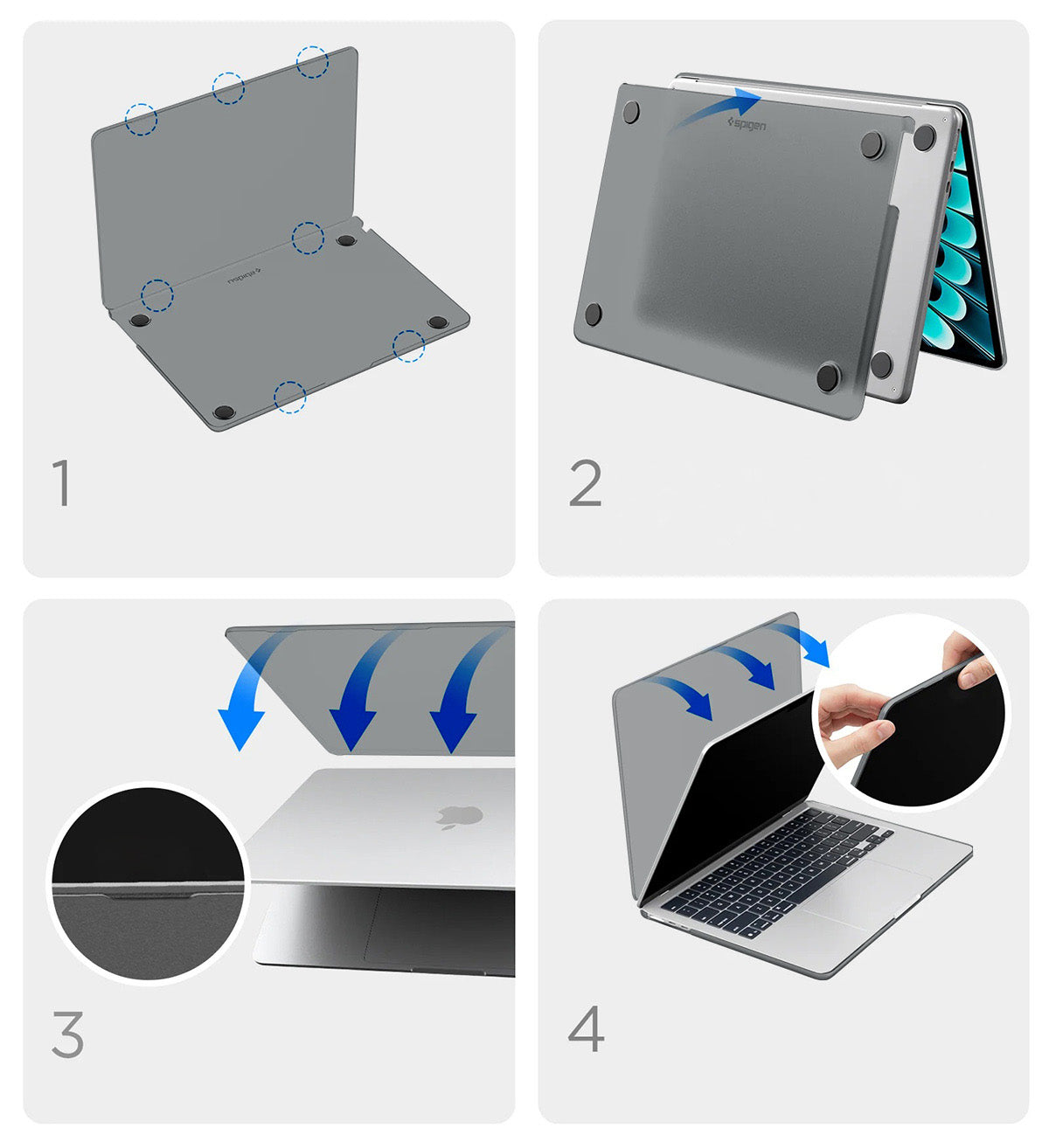 Schutzhülle für MacBook Air 13.6" M5 / M4 / M3 / M2, Spigen Air Skin, Rauchfarben-Matt
