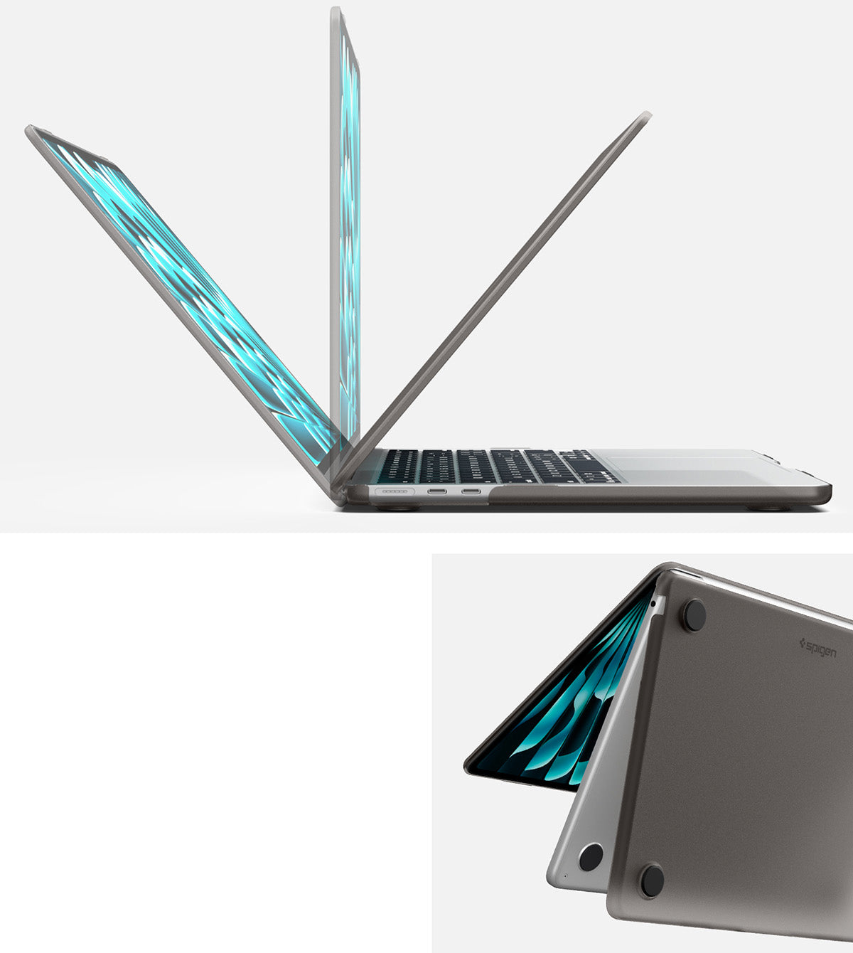 Schutzhülle für MacBook Air 13.6" M5 / M4 / M3 / M2, Spigen Air Skin, Rauchfarben-Matt