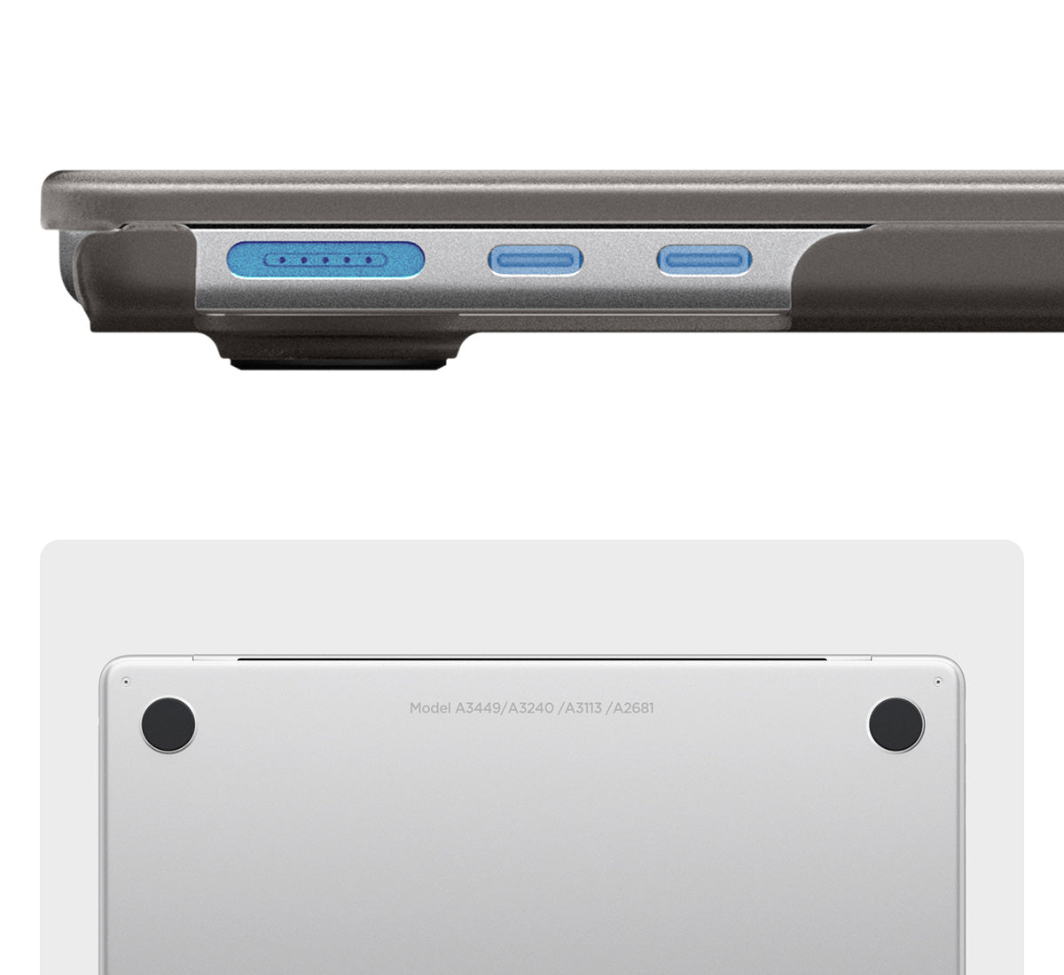 Schutzhülle für MacBook Air 13.6" M5 / M4 / M3 / M2, Spigen Air Skin, Rauchfarben-Matt