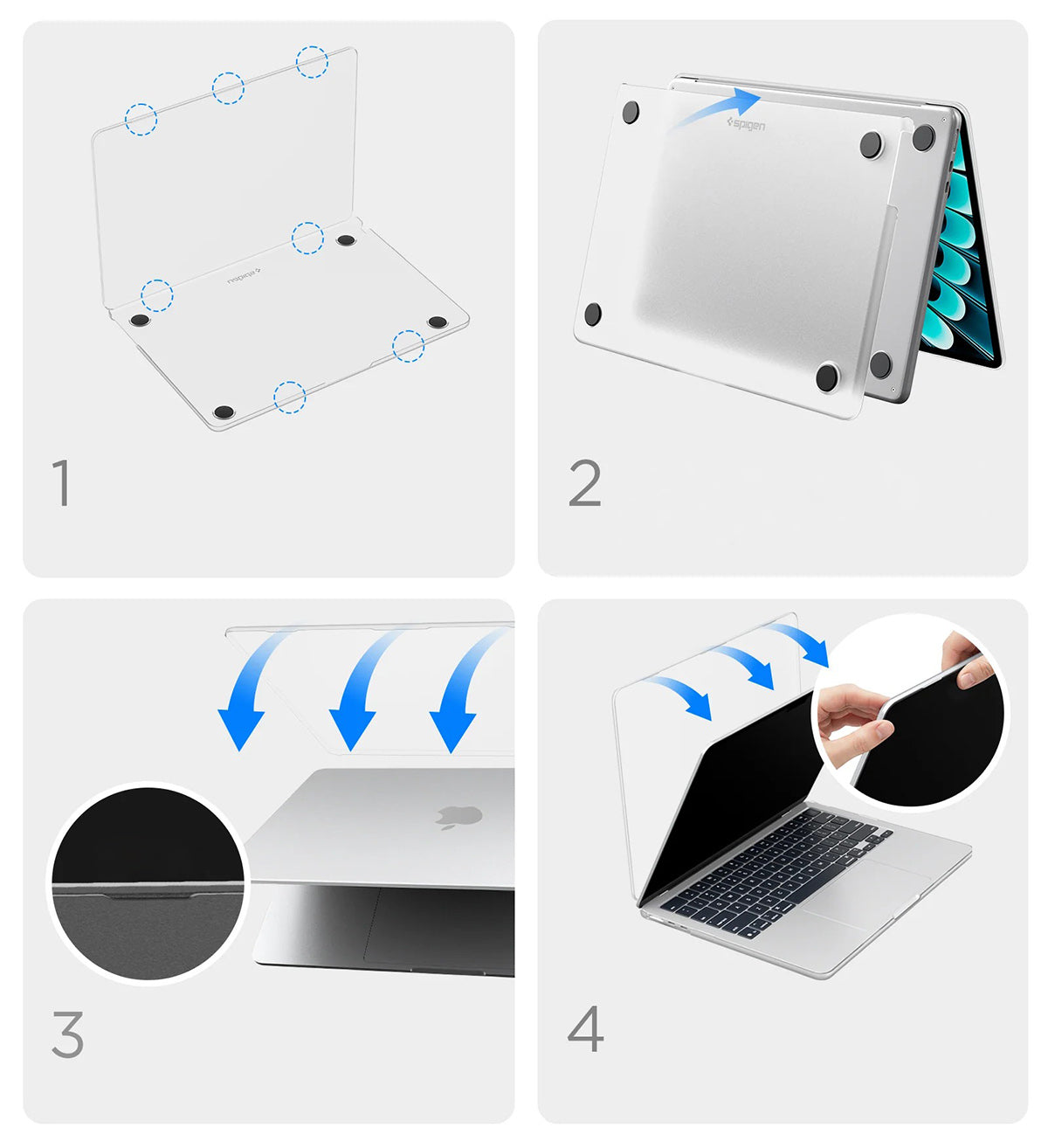 Schutzhülle für MacBook Air 13.6" M5 / M4 / M3 / M2, Spigen Air Skin, Transparent-Matt