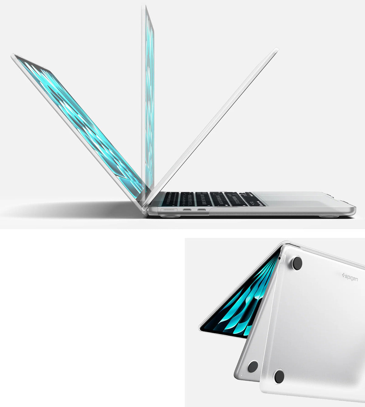 Schutzhülle für MacBook Air 13.6" M5 / M4 / M3 / M2, Spigen Air Skin, Transparent-Matt