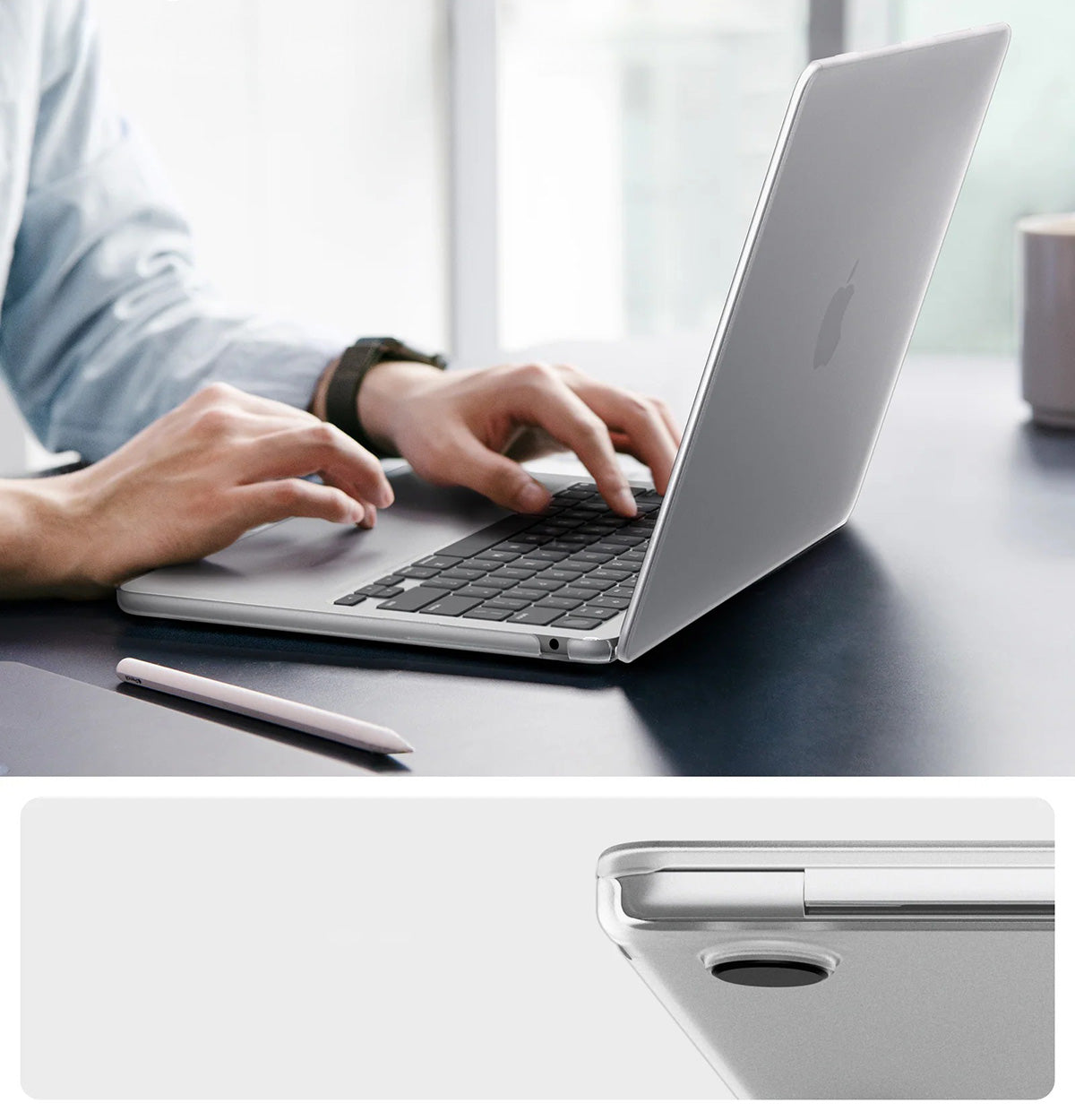 Schutzhülle für MacBook Air 13.6" M5 / M4 / M3 / M2, Spigen Air Skin, Transparent-Matt