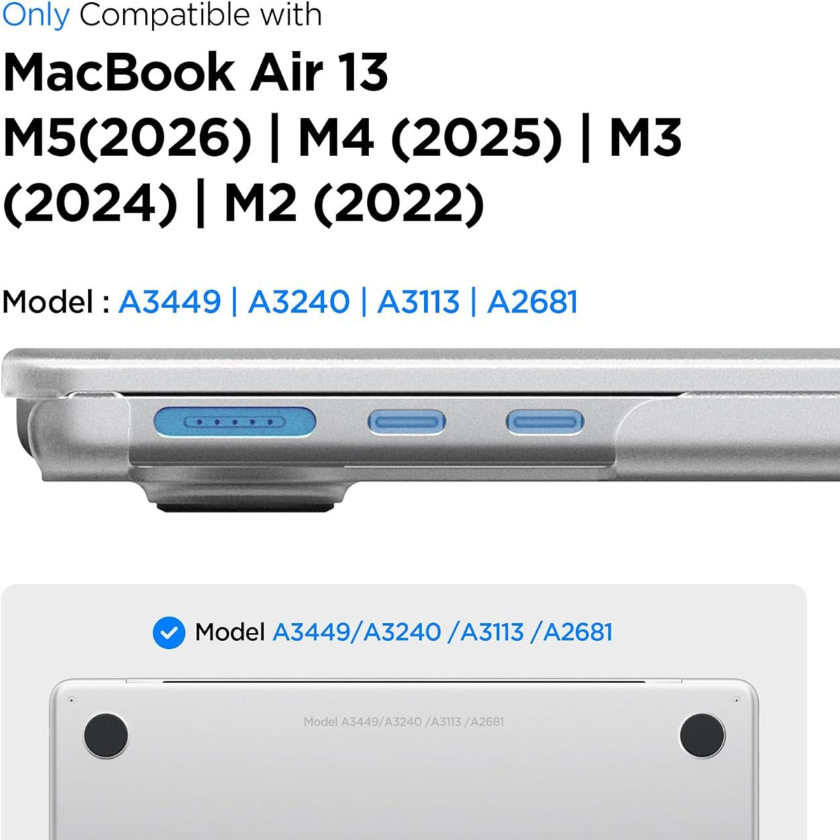 Schutzhülle für MacBook Air 13.6" M5 / M4 / M3 / M2, Spigen Air Skin, Transparent-Matt