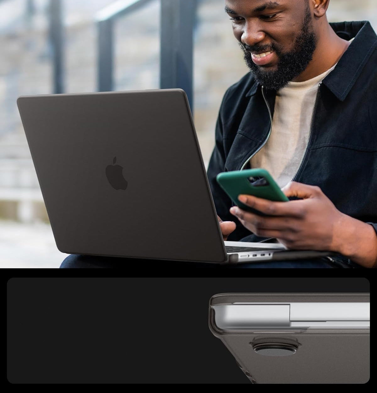 Schutzhülle für MacBook Pro 14" 2026-2021, Spigen Air Skin, Rauchfarben-Matt
