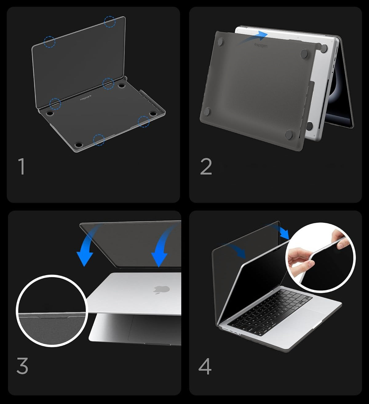 Schutzhülle für MacBook Pro 14" 2026-2021, Spigen Air Skin, Rauchfarben-Matt