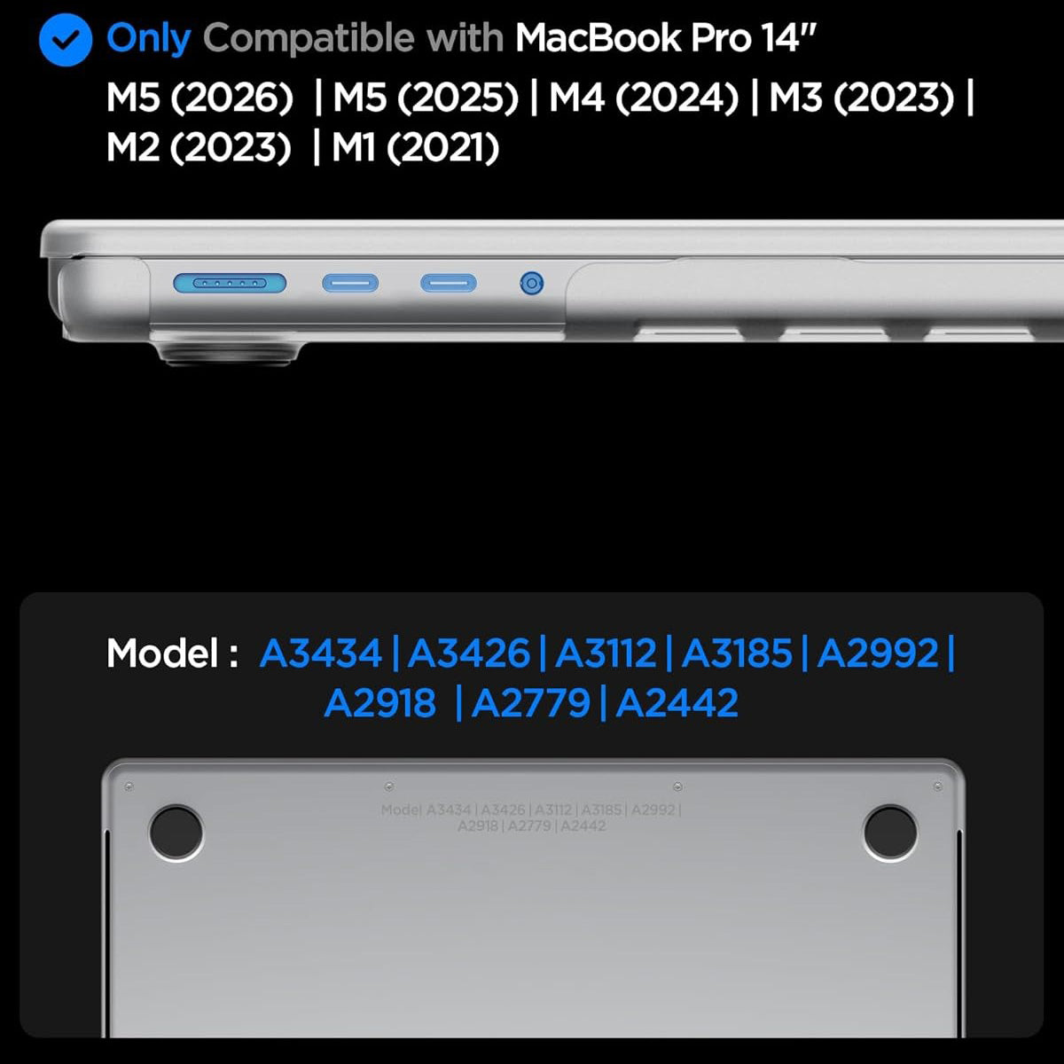 Schutzhülle für MacBook Pro 14" 2026-2021, Spigen Air Skin, Transparent-Matt