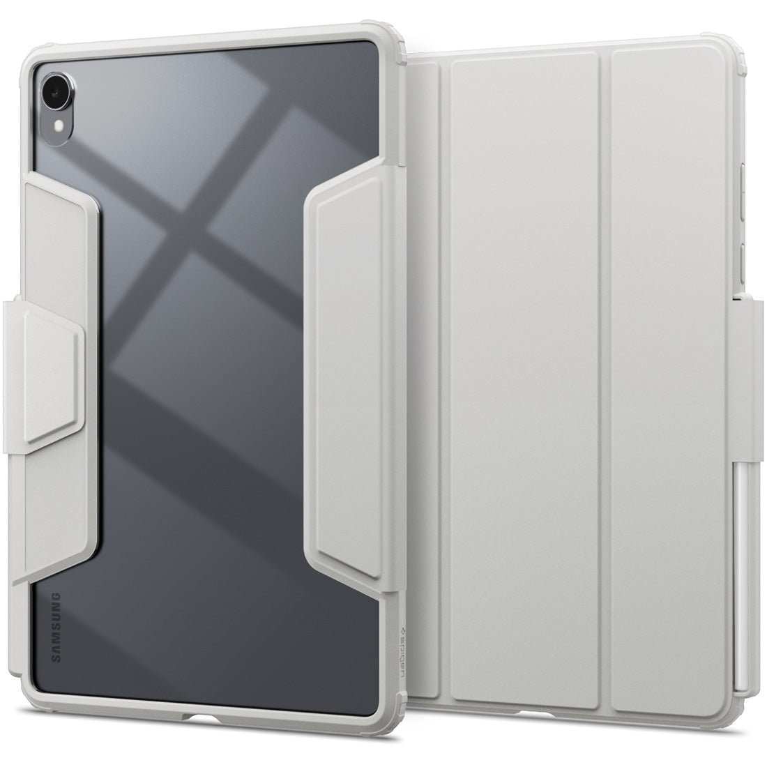 Schutzhülle mit Deckel für Galaxy Tab S11, Spigen Air Skin Pro, Grau-Transparent