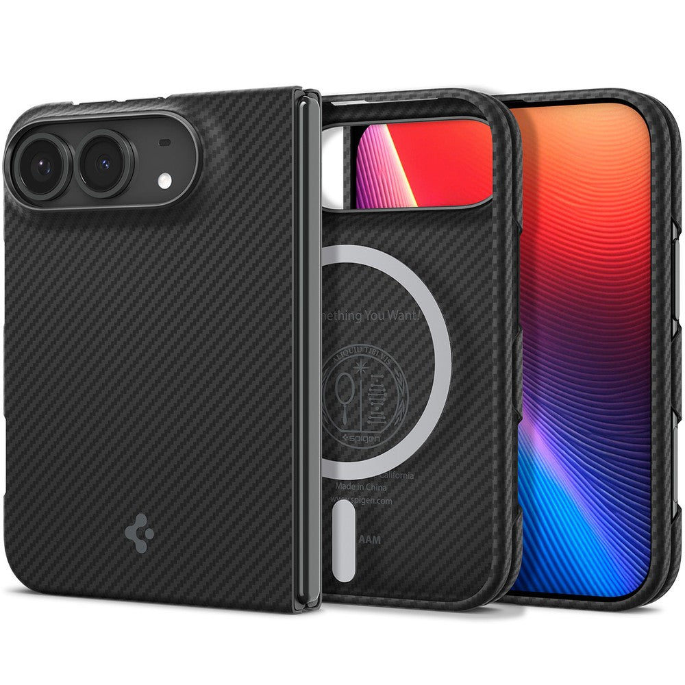 Handyhülle für iPhone Duo, Spigen Air Skin Aramid Mag mit MagSafe, Schwarz (8/14)
