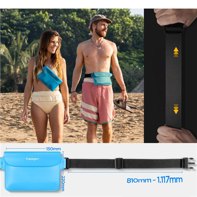 Wasserdichte Tasche Spigen Aqua Shield A620 Universal IPX8 2-Pack, Blau und Transparentes Blau