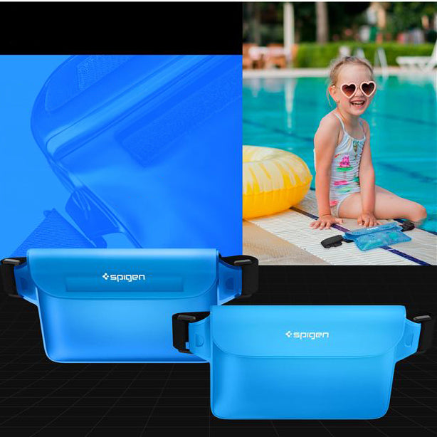 Wasserdichte Tasche Spigen Aqua Shield A620 Universal IPX8 2-Pack, Blau und Transparentes Blau