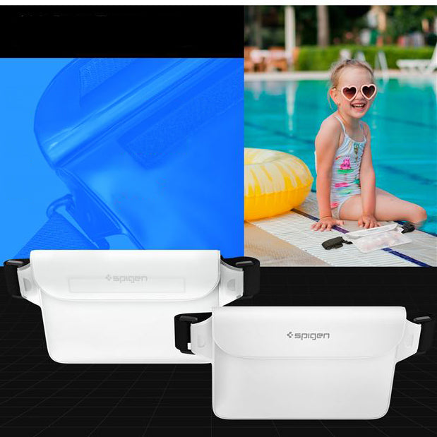 Wasserdichte Tasche Spigen Aqua Shield A620 Universal IPX8 2-Pack, Weiß und Transparentes Weiß