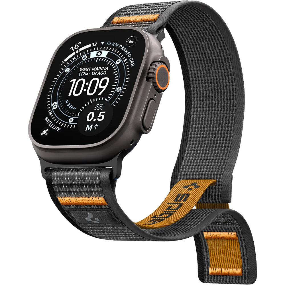 Armband für Apple Watch 49/46/45/44 mm, Spigen Athlex Air 2, Schwarz-Orange