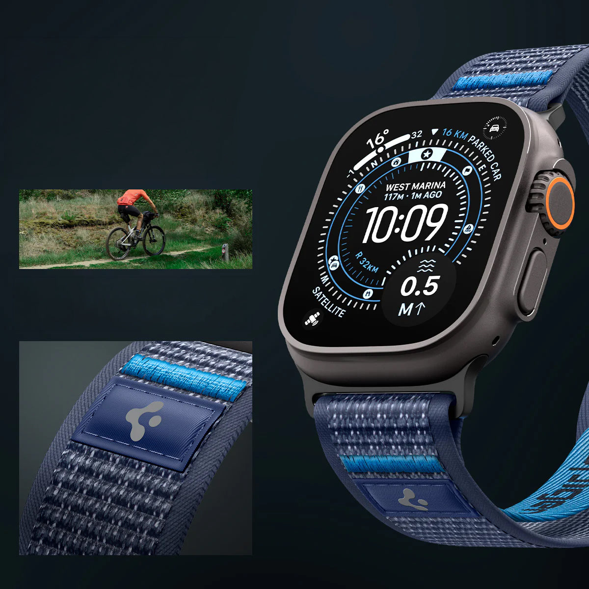 Armband für Apple Watch 49/46/45/44 mm, Spigen Athlex Air 2, Dunkelblau
