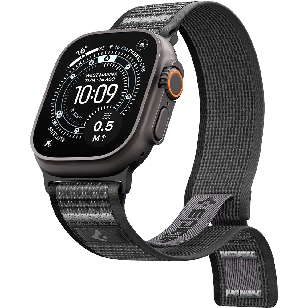 Armband für Apple Watch 49/46/45/44 mm, Spigen Athlex Air 2, Schwarz-Grau