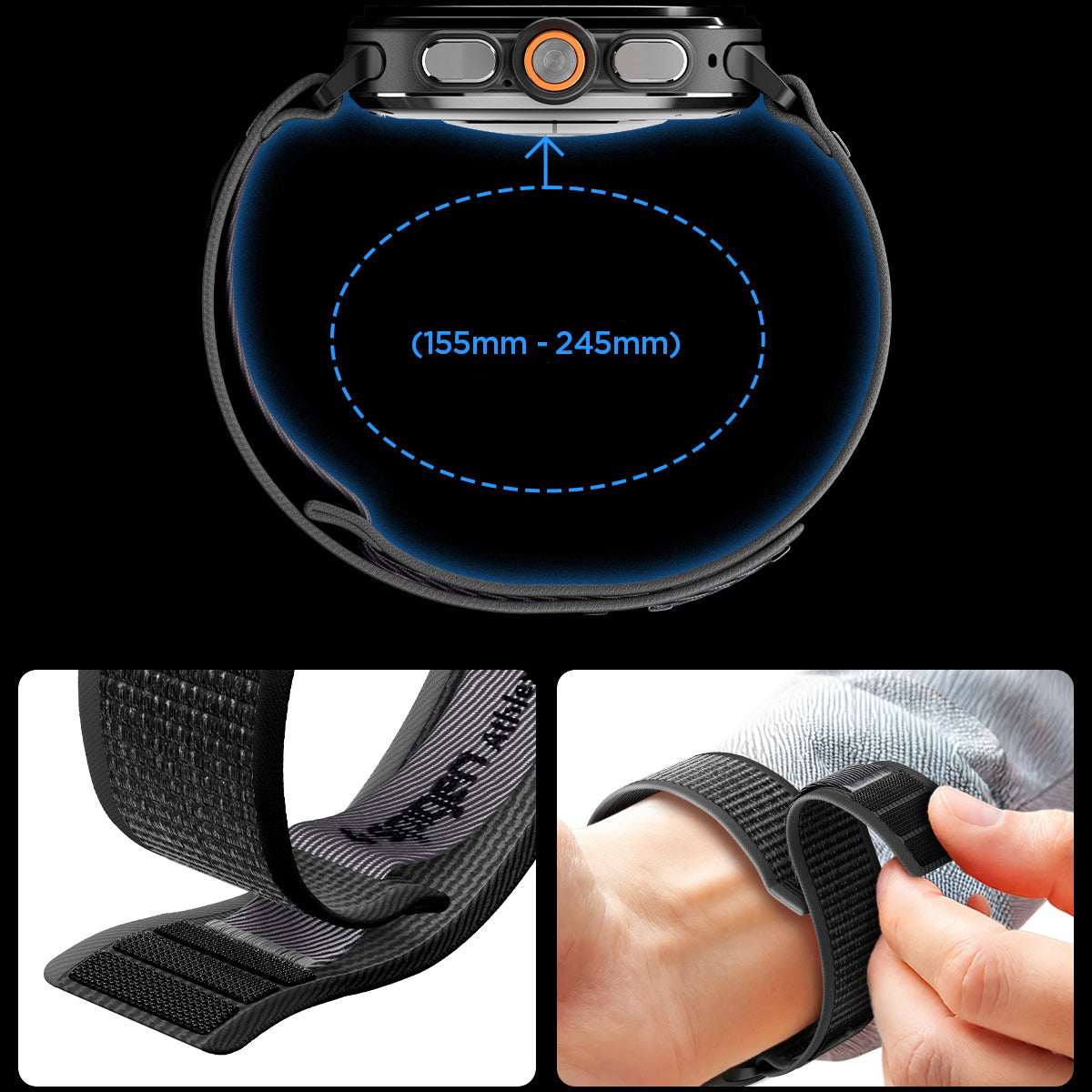 Armband für Galaxy Watch Ultra 2 / Ultra, Spigen Athlex Air, Schwarz