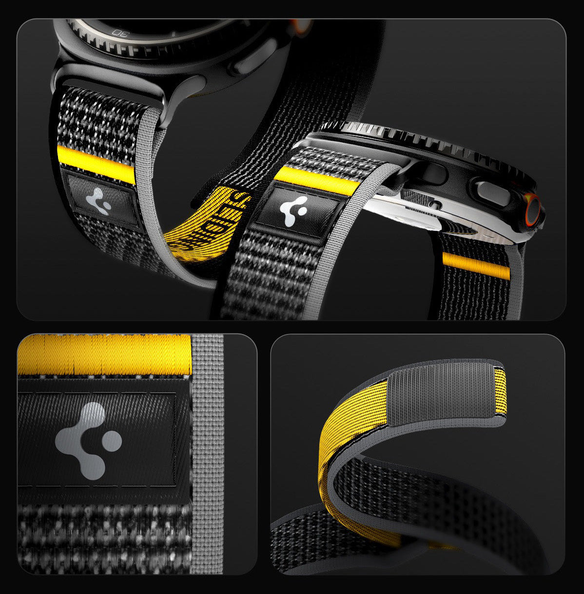 Armband für Galaxy Watch 9 40 mm / 44 mm / 8 40 mm / 44 mm / 8 Classic 46 mm, Classic 46 mm, Spigen Athlex Air, Schwarz