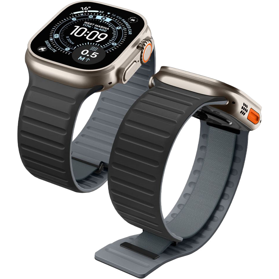 Armband für Apple Watch 44/45/46/49 mm, Spigen Athlex Air M, Schwarz-Grau (1/9)