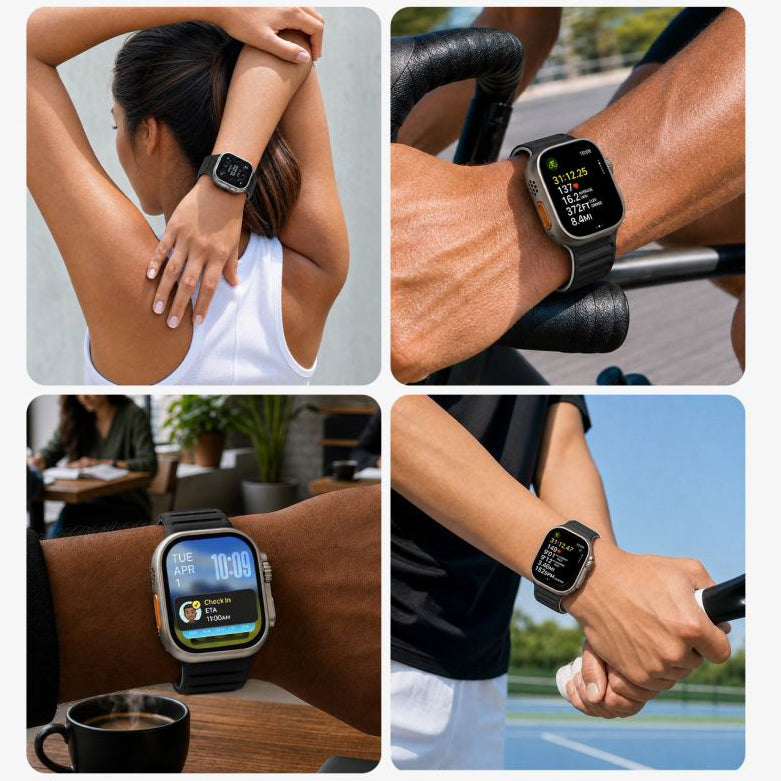 Armband für Apple Watch 44/45/46/49 mm, Spigen Athlex Air M, Schwarz-Grau (7/9)