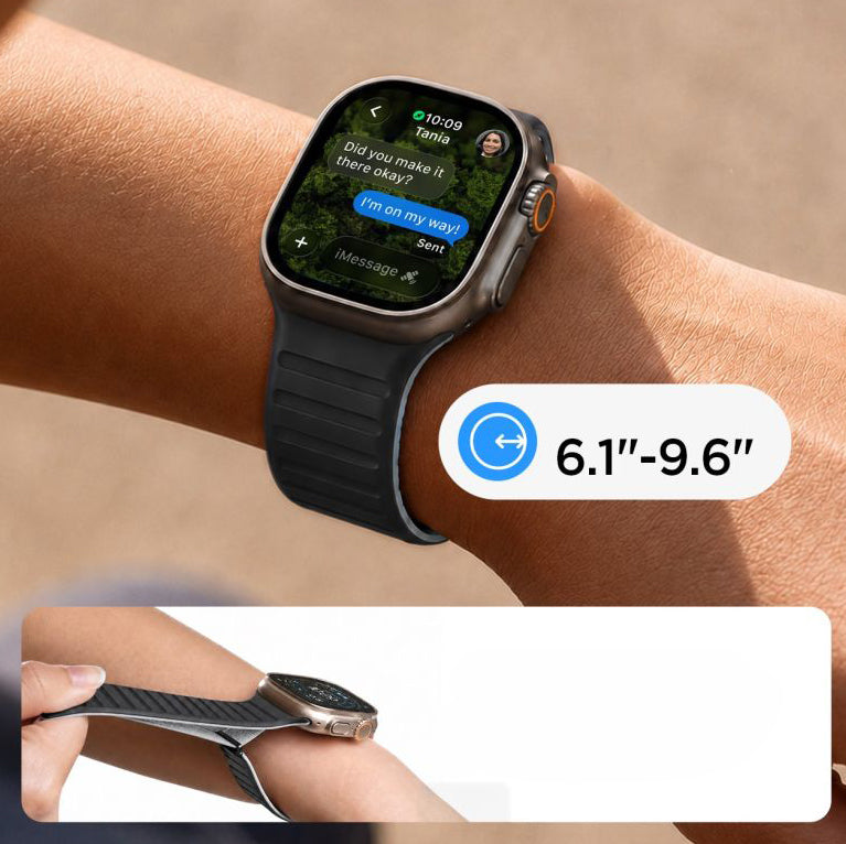 Armband für Apple Watch 44/45/46/49 mm, Spigen Athlex Air M, Schwarz-Grau (9/9)
