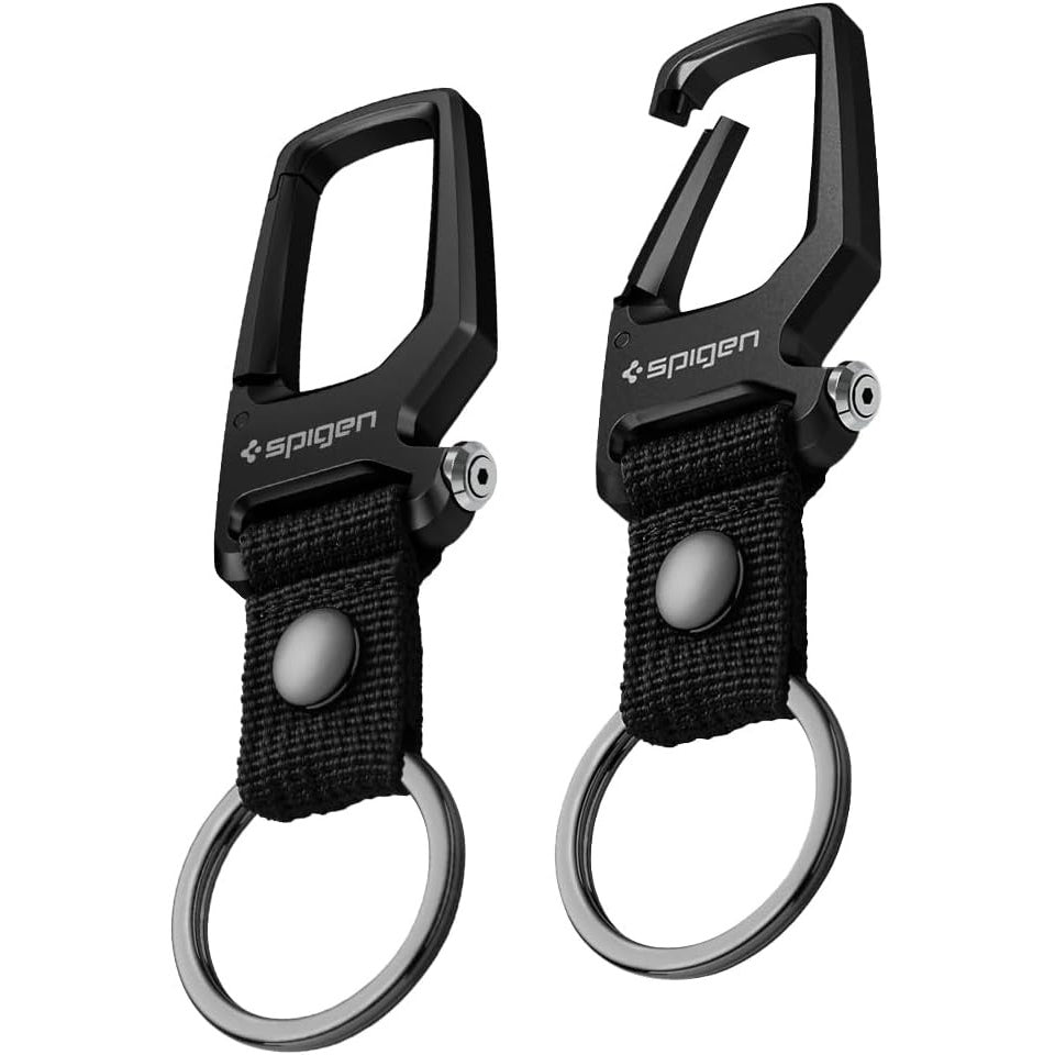 Schlüsselanhänger mit Karabiner und Flaschenöffner, Spigen Carabiner with KeyRing 2-Pack, Schwarz