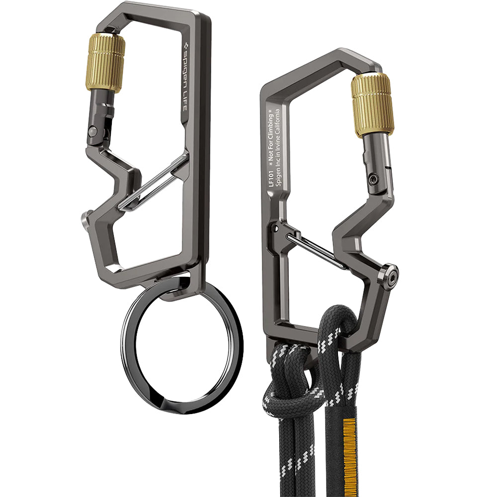 Karabiner mit Schlüsselband und Schlüsselring, Spigen Carabiner LF101, Silber