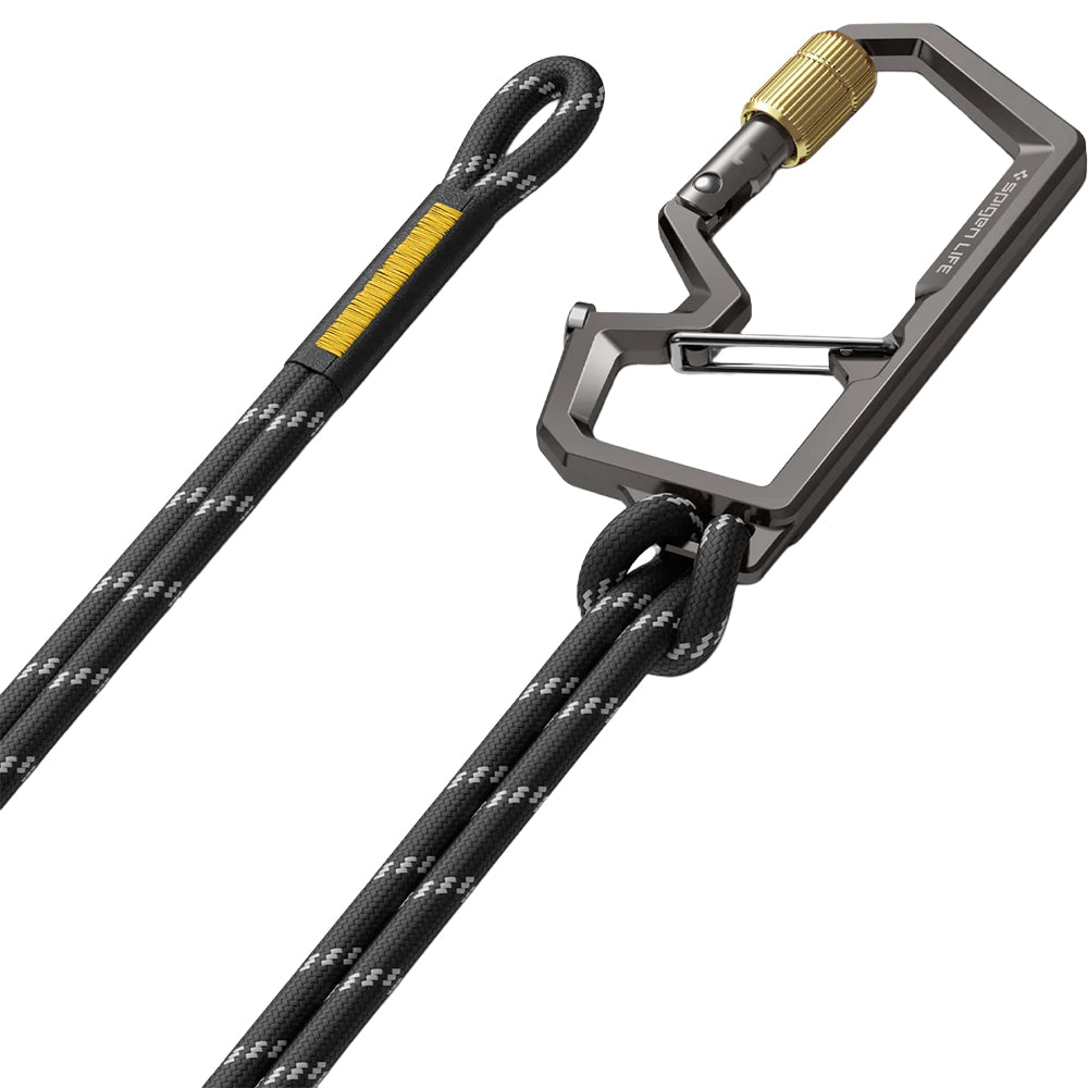 Karabiner mit Schlüsselband und Schlüsselring, Spigen Carabiner LF101, Silber