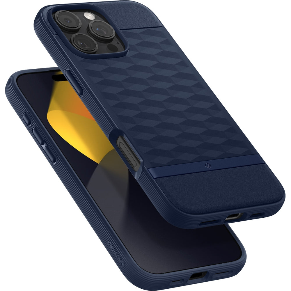 Handyhülle für iPhone 16 Pro, Spigen Caseology Parallax Mag mit MagSafe, Dunkelblau