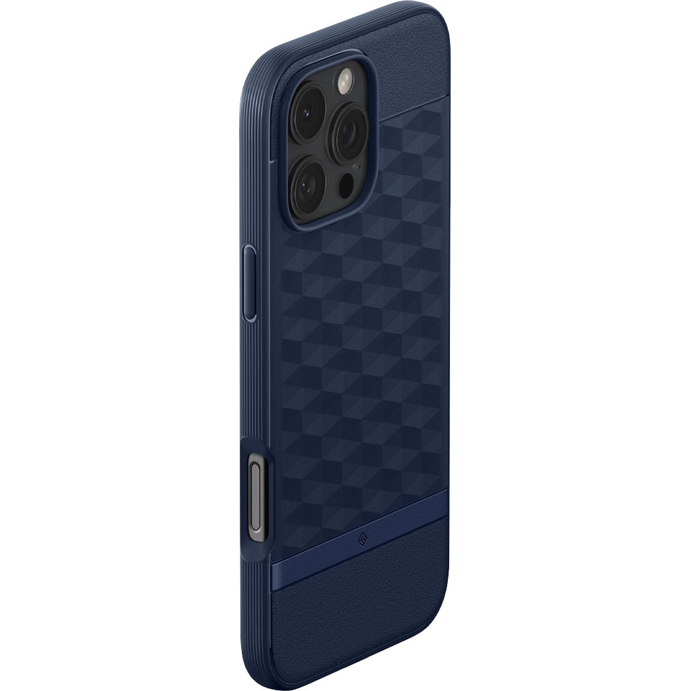 Handyhülle für iPhone 16 Pro, Spigen Caseology Parallax Mag mit MagSafe, Dunkelblau