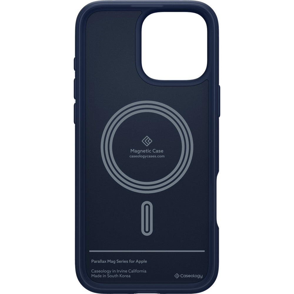 Handyhülle für iPhone 16 Pro, Spigen Caseology Parallax Mag mit MagSafe, Dunkelblau