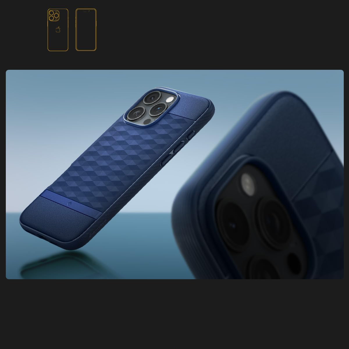 Handyhülle für iPhone 16 Pro, Spigen Caseology Parallax Mag mit MagSafe, Dunkelblau