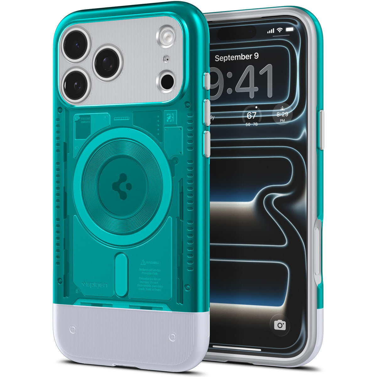 Handyhülle für iPhone 17 Pro, Spigen Classic C1 Mag mit MagSafe, Türkis