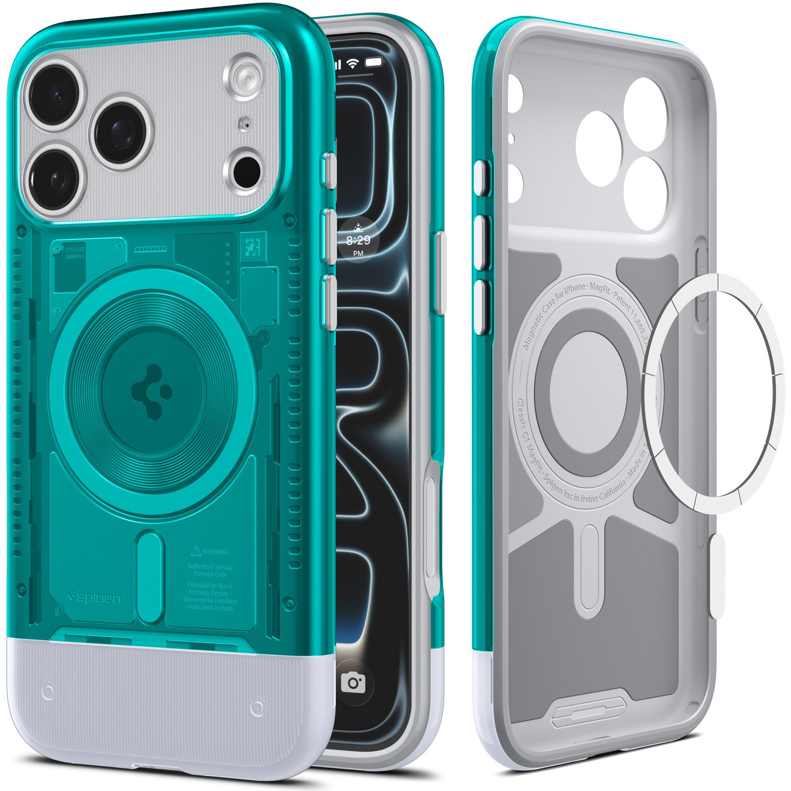 Handyhülle für iPhone 17 Pro, Spigen Classic C1 Mag mit MagSafe, Türkis