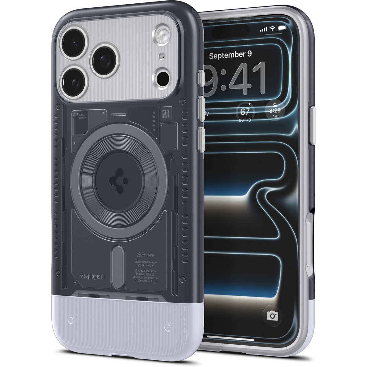 Handyhülle für iPhone 17 Pro, Spigen Classic C1 Mag mit MagSafe, Grau