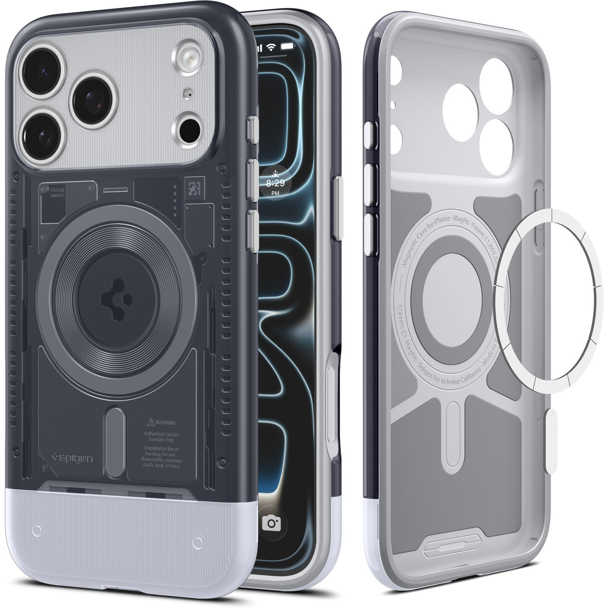Handyhülle für iPhone 17 Pro, Spigen Classic C1 Mag mit MagSafe, Grau
