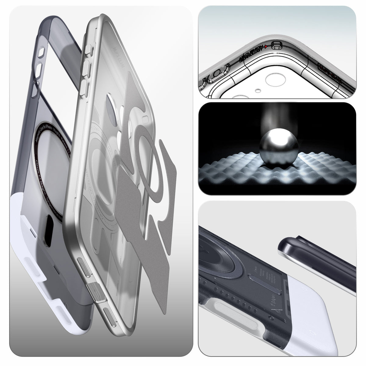 Handyhülle für iPhone 17 Pro, Spigen Classic C1 Mag mit MagSafe, Grau