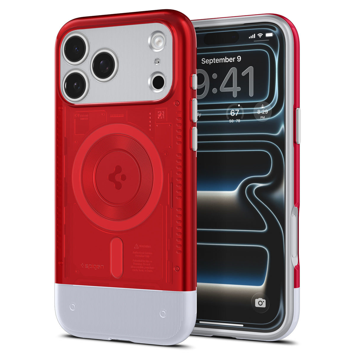 Handyhülle für iPhone 17 Pro, Spigen Classic C1 Mag mit MagSafe, Rot
