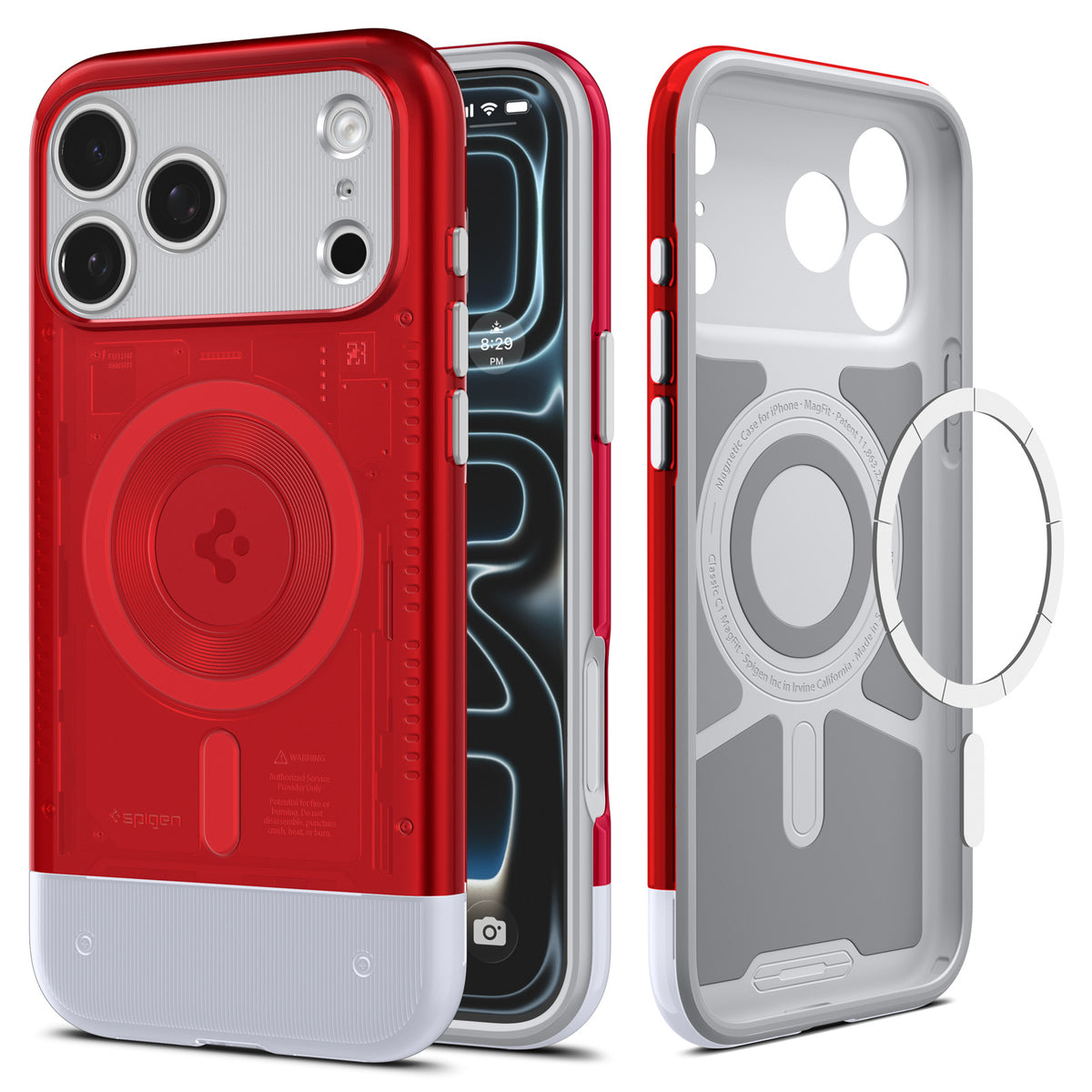 Handyhülle für iPhone 17 Pro, Spigen Classic C1 Mag mit MagSafe, Rot