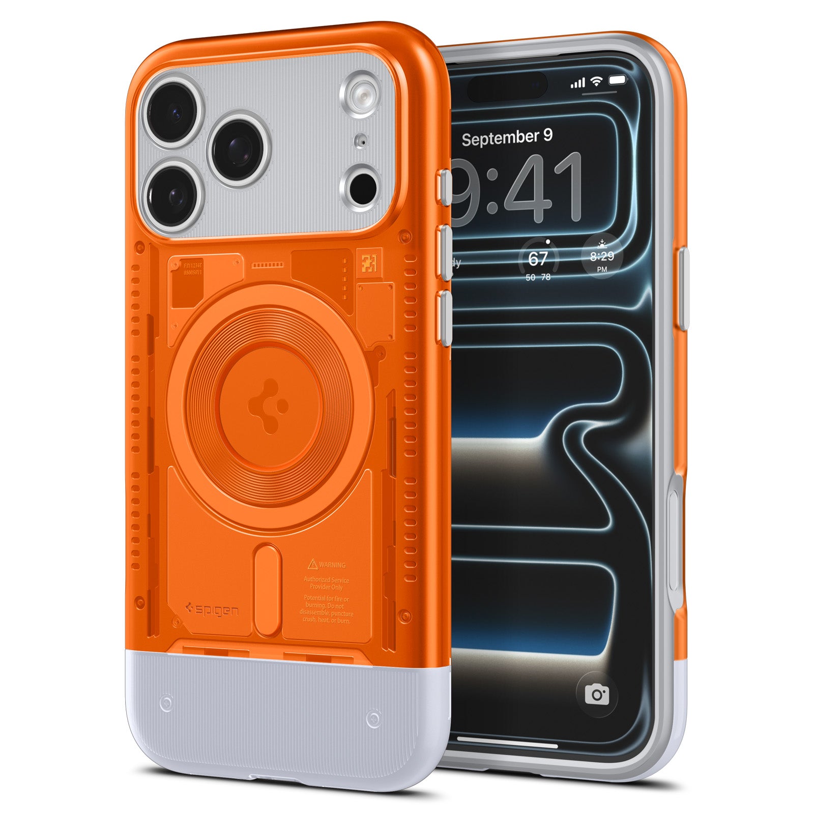Handyhülle für iPhone 17 Pro, Spigen Classic C1 Mag mit MagSafe, Orange
