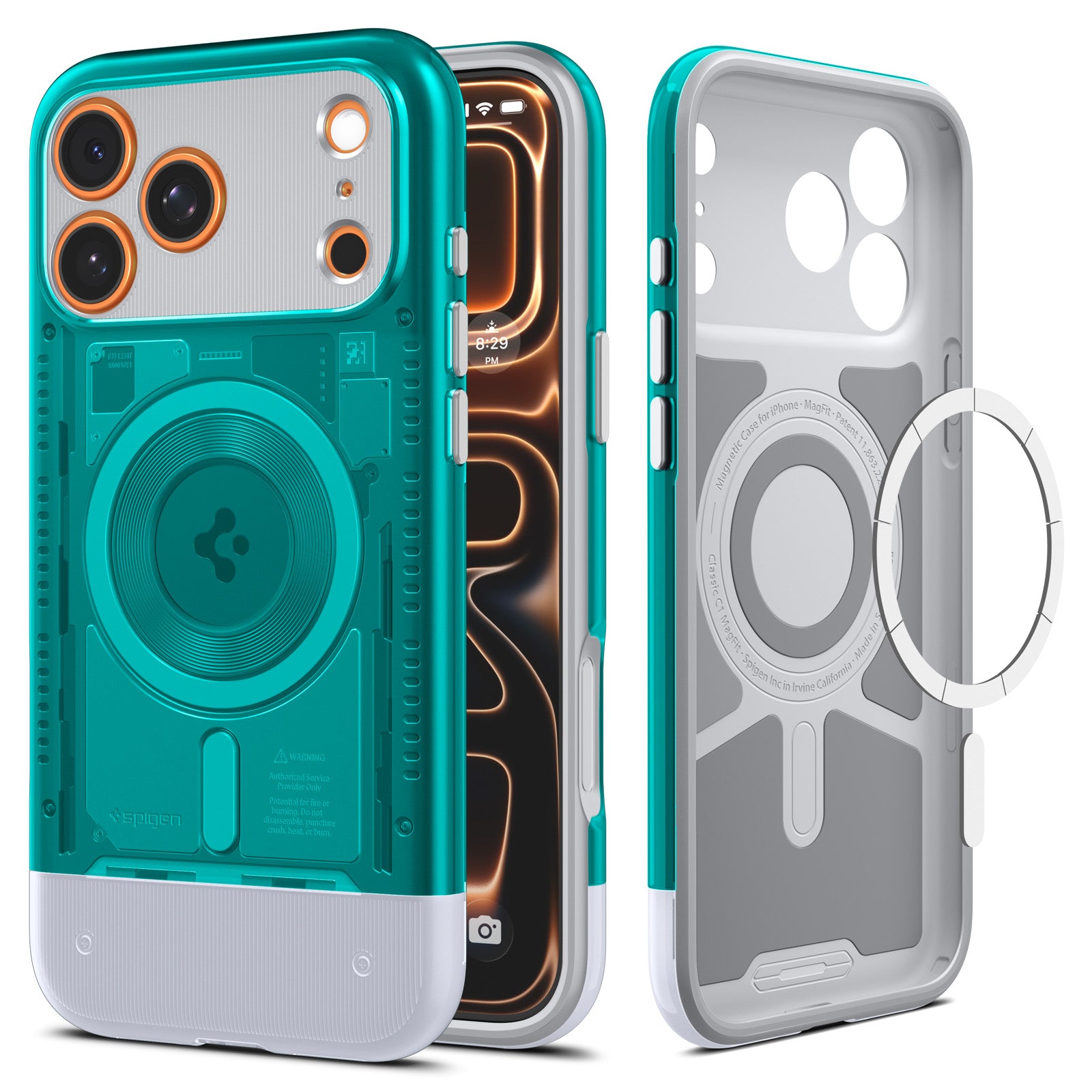 Handyhülle für iPhone 17 Pro Max, Spigen Classic C1 Mag mit MagSafe, Türkis