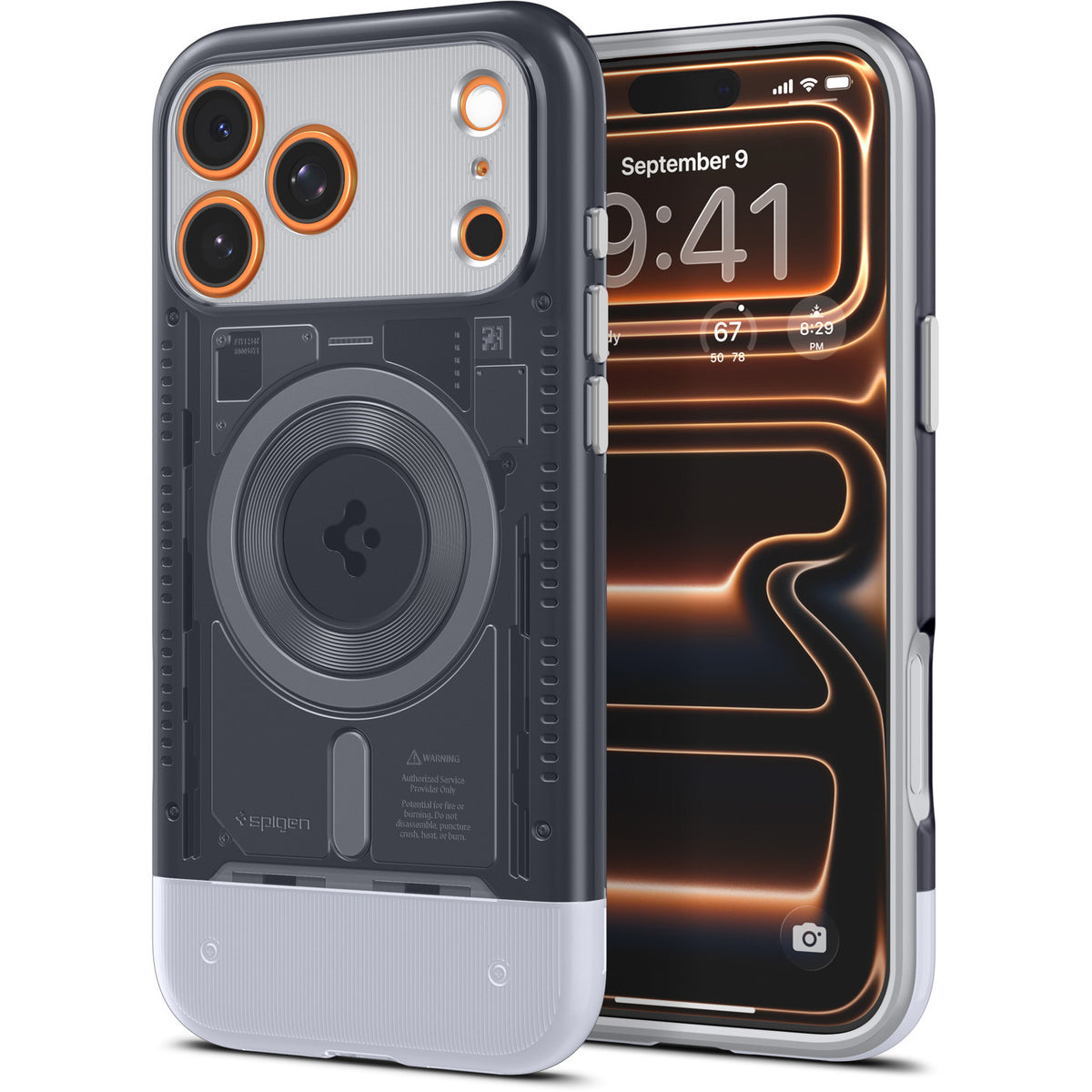 Handyhülle für iPhone 17 Pro Max, Spigen Classic C1 Mag mit MagSafe, Grau